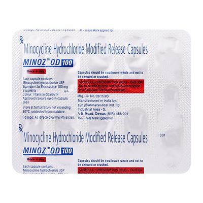 Minoz OD 100mg Capsule 10'S - Bacterial Infections-Tet