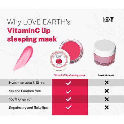 Love Earth Lip Sleeping Mask with Vitamin C & E & Jojoba Oil 8 gm - Lip Stains & Tints