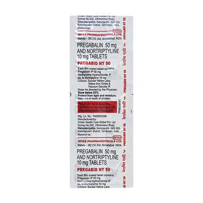 Pregabid NT 50mg Tablet 10'S - Neuropathic Pain-Dru