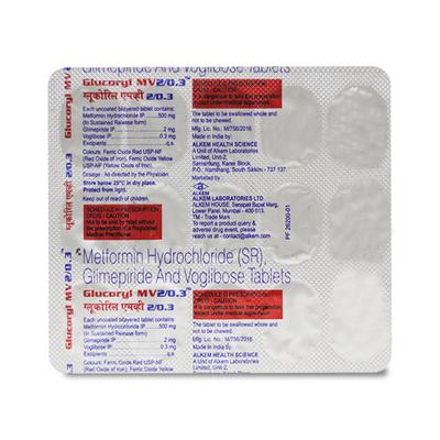 GLUCORYL MV 2/0.3mg Tablet 15's - Diabetes-Ant