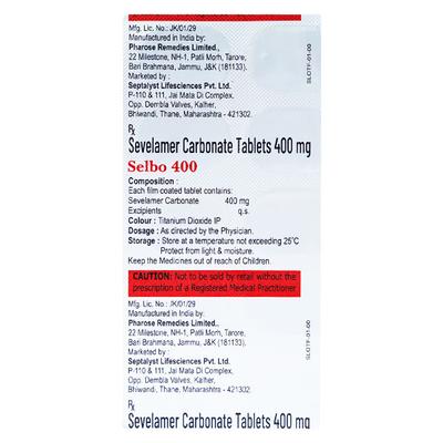 SELBO 400mg Tablet 10's - Kidney Disease/Stones-Oth