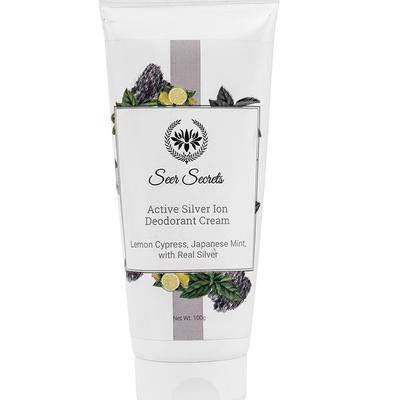 Seer Secrets Active Silver Ion Deodorant Cream - Lemon Cypress, Japanese Mint with Real Silver 100 gm - Lotions & Creams
