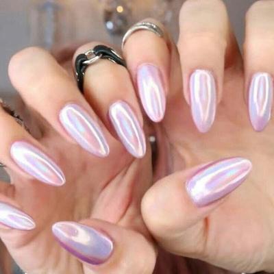 Nails On Board Handmade Press On Gel Nails- Holographic Pink Free size 50 gm - Nail Care