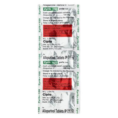 Zyrik 100mg Tablet 10'S - Gout