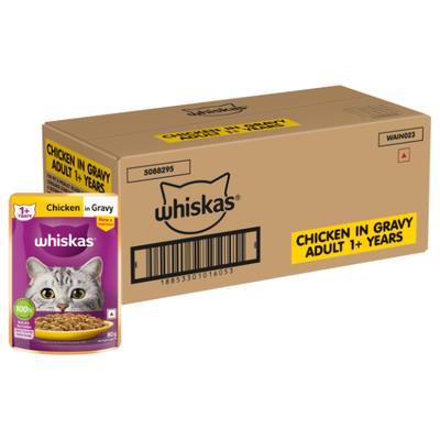 Whiskas Adult Chicken in Gravy (Pack of 80gm x 56) 4480 g - Petfood