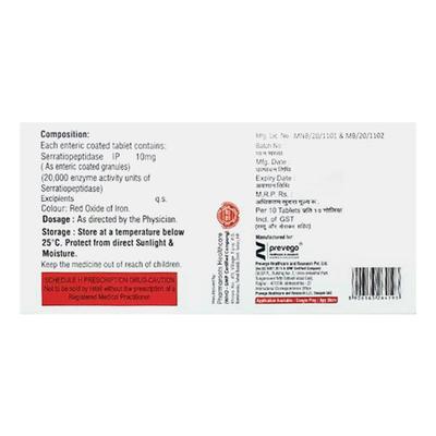 SERRATIOVAC 10 Tablet 10's - Pain relief-Nsa