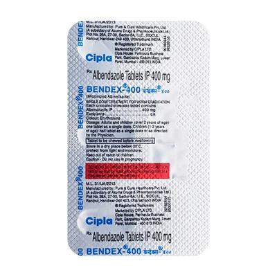 Bendex 400mg Tablet 1's - Parasitic Worms-Ant