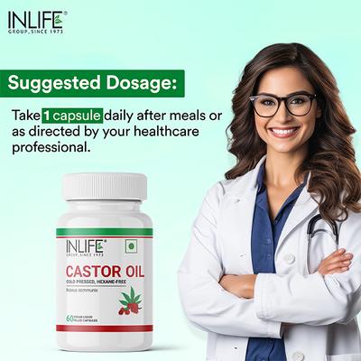 INLIFE Castor Oil 500 mg Veg Capsule 60's - Hair & Skin