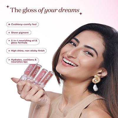 Gush Beauty Glaze Lip Oil Gloss High Shine and Hydrating Brown Gloss - Honey Drip 2.8 ml - Lip Glosses