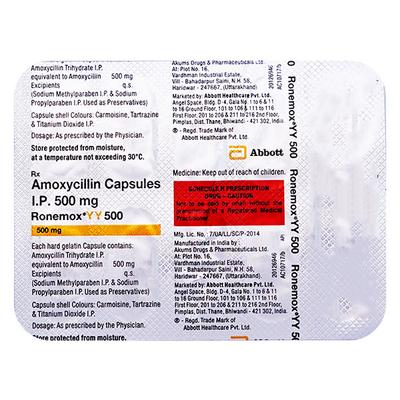 RONEMOX YY 500mg Capsule 10's - Bacterial Infections-Pen