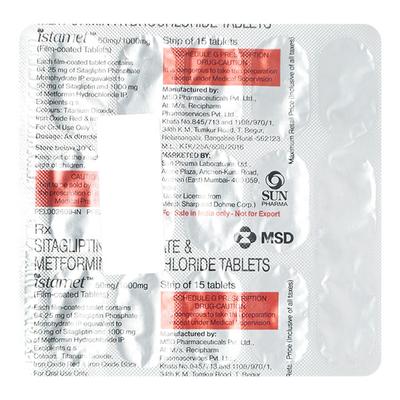 Istamet 50/500mg Tablet 15'S - Diabetes-Ant