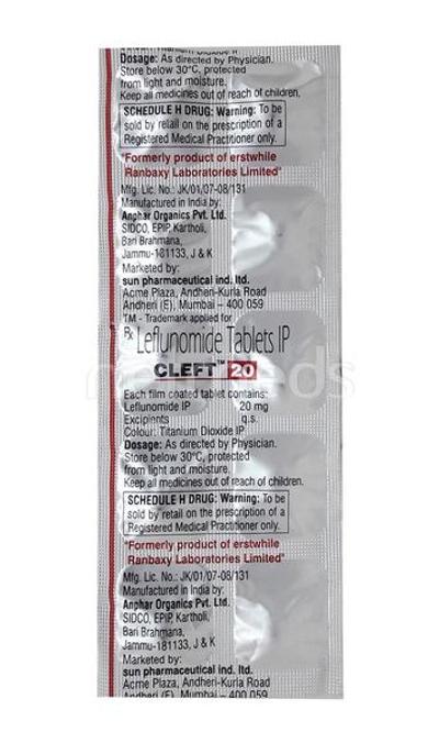 Cleft 20mg Tablet 10'S - Arthritis-Dis