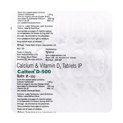 Calten D 500mg Tablet 15'S - Supplements-Cal