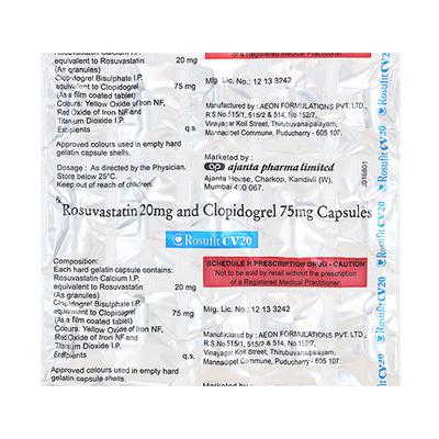 ROSUFIT CV 20mg Capsule 15's - Blood Clot-Ant