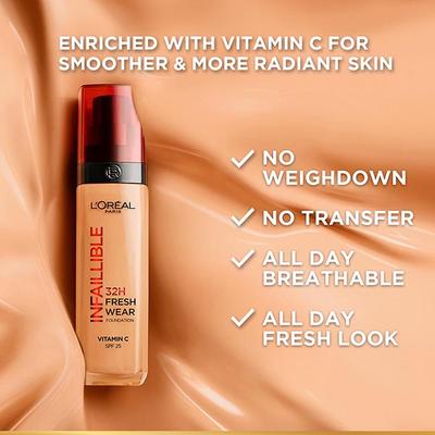 L'Oreal Paris Infallible 32H Fresh Wear Foundation, Luminous Coverage, Shade No 320 30ml - Foundation