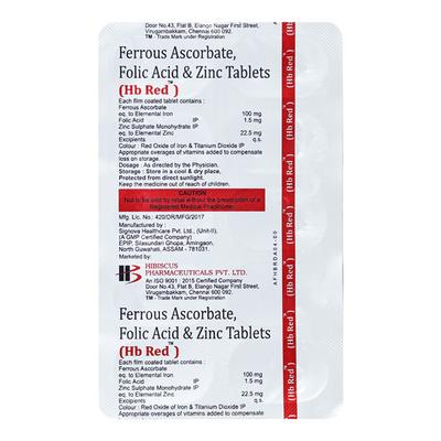 HB RED Tablet 10's - Iron Supplement/Anaemia-Vma