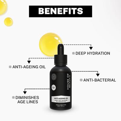 House of Beauty Anti Ageing Oil For Dry, Combination & Mature Skin with Rosemary Extract 30ml - Face Oils