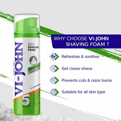 Vi-John Shaving Foam - Menthol - Pack of 2 x 200 ml - Shaving Foams