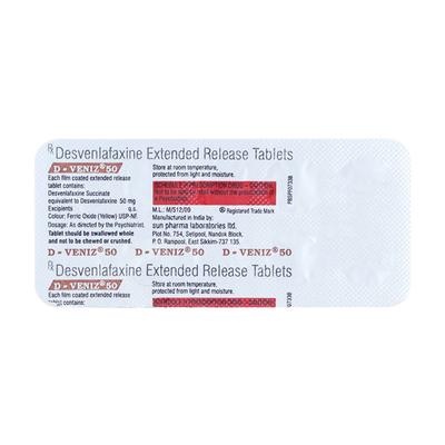 D Veniz 50mg Tablet 10'S - Depression-Ant