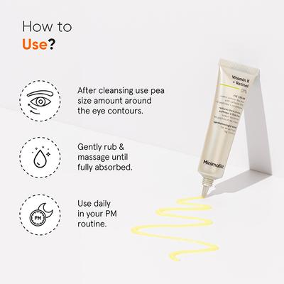 Minimalist Vitamin K + Retinal 01 Percent Eye Cream Dark Circle Puffiness Fine Lines 14 gm - Under Eye Creams & Serums