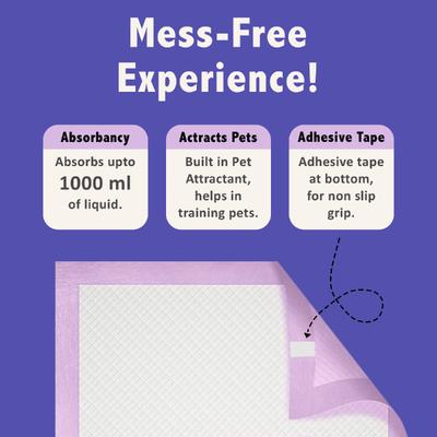 Purple Tails Pet Training Pads (90x60 cm) 25's - Pet accessories