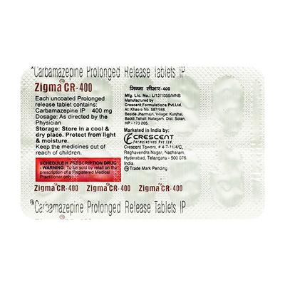 Zigma CR 400mg Tablet 10'S - Epilepsy/Convulsion-Ant