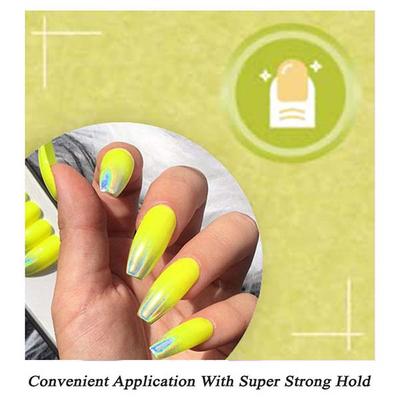 Nails On Board Handmade Press On Gel Nails- Holographic Lemon Yellow X Small 50 gm - Nail Care