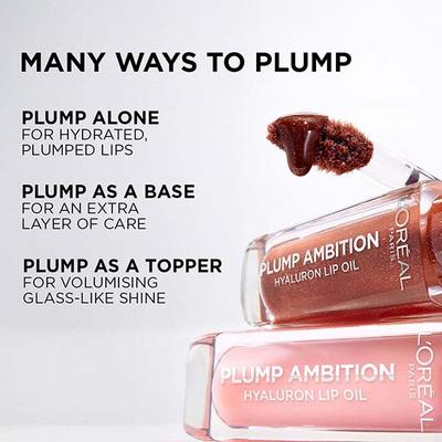 L'Oreal Paris Plump Ambition Hyaluron Lip Oil- 380 Rouge In Love- Plumping Lip Oil 5 ml - Liquid Lipsticks