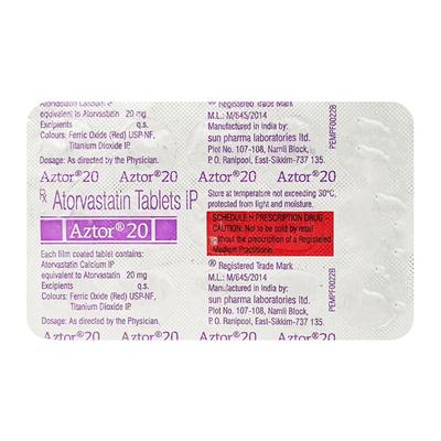 Aztor 20mg Tablet 15'S - High Cholesterol-Dys