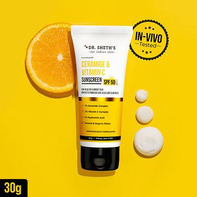 Dr. Sheth's Ceramide & Vitamin C Sunscreen SPF 50+ PA+++ 30 gm - Face Sunscreen