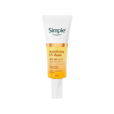Simple Mattifying UV Fluid SPF 50 PA++++ with Niacinamide| Sunscreen for oily & sensitive skin, 40ml - Body Sunscreen