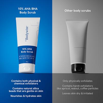 Be Bodywise 10% Aha Body Scrub For Even Skin Texture 200 gm - Scrubs & Exfoliants