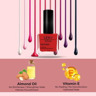 Sery Bold Nail Polish With Almond Oil And Vitamin E, Toxin Free- Ebony, MNP-17 8 gm - Nail Polish