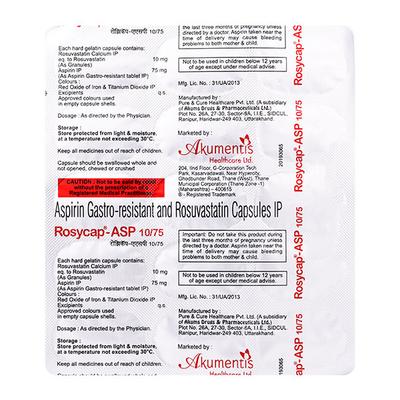 ROSYCAP ASP 10/75 Capsule 15's - High Cholesterol-Dys