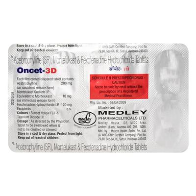 Oncet 3D Tablet 10'S - Asthma/COPD-Ast