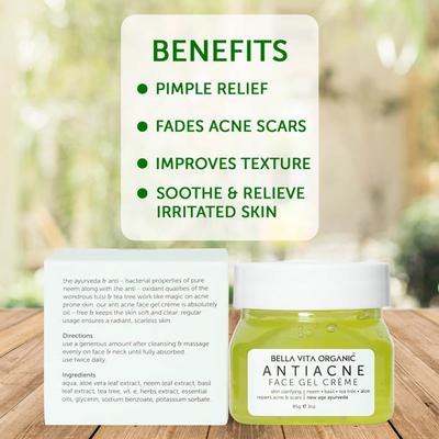 Bella Vita Organic Anti Acne, Pimple Scar Spots Removal Cream Gel 85 gm - Face Gels