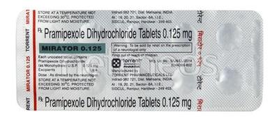 Mirator 0.125mg Tablet 10'S - Parkinsonism-Apd
