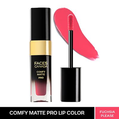 Faces Canada Comfy Matte Pro Liquid Lipstick - Fuchsia Please 06, 5.5 ml 10HR Stay No Dryness - Liquid Lipsticks