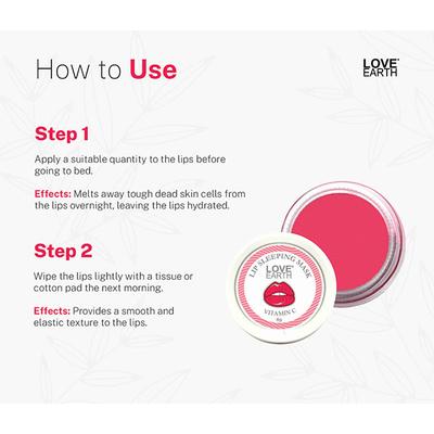 Love Earth Lip Sleeping Mask with Vitamin C & E & Jojoba Oil 8 gm - Lip Stains & Tints