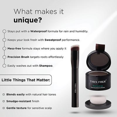 Thick Fiber Root Touch Up Powder - Dark Brown 4 gm - Clays & Mousses