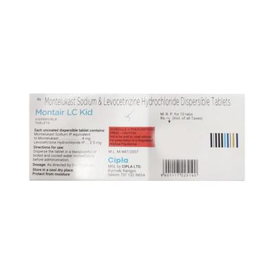 Montair LC Kid Dispersible Tablet 10'S - Allergies-Ant