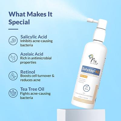 Fixderma 2% Salicylic Acid + 2% Azelaic Acid Salyzap AZ Acne Body Spray For Back & Upper Arms 100ml - Face Wash & Cleansers