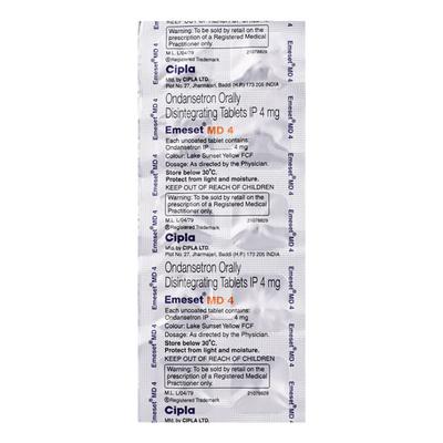 Emeset MD 4mg Tablet 10'S - Vomitting/Emesis-Ant
