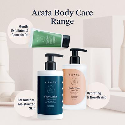 Arata Natural Body Care Set For Women & Men With Body Lotion & Body Wash 600 ml - Lotions & Creams