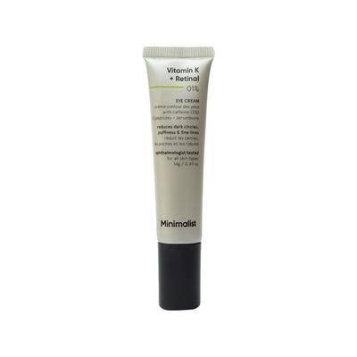 Minimalist Vitamin K + Retinal 01 Percent Eye Cream Dark Circle Puffiness Fine Lines 14 gm - Under Eye Creams & Serums