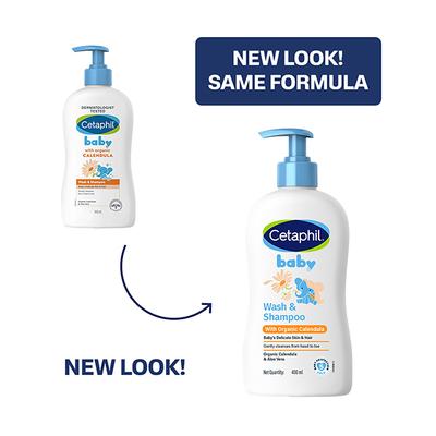 Cetaphil Baby Wash & Shampoo With Organic Calendula 400 ml - Baby Body Wash