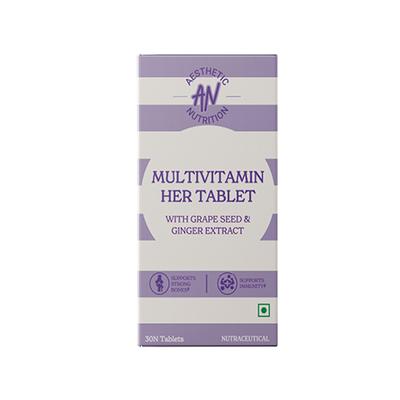 Aesthetic Nutrition Multivitamin Her With Grape Seed, Ginger Extract, Hyaluronic Acid, Vitamin B3, And B12 30 Tablets 1's - Multi-Vitamins