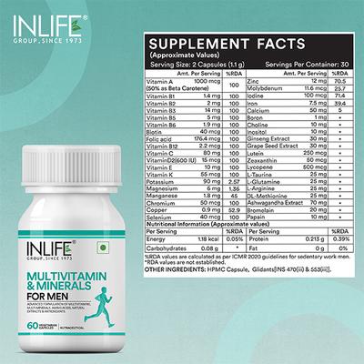 Inlife Multivitamin & Minerals Capsule - Men 60's - Multi-Vitamins