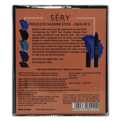 Sery Focus Eyeshadow Stick Festive Pack Of 5 12.5 gm - Eyeshadow, Bases & Primers