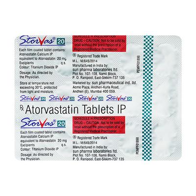 Storvas 20mg Tablet 15'S - High Cholesterol-Dys